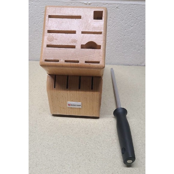 Wusthof 13 Slot Wooden Knife Block With Sharpener - Light Wood - Picture 5 of 8